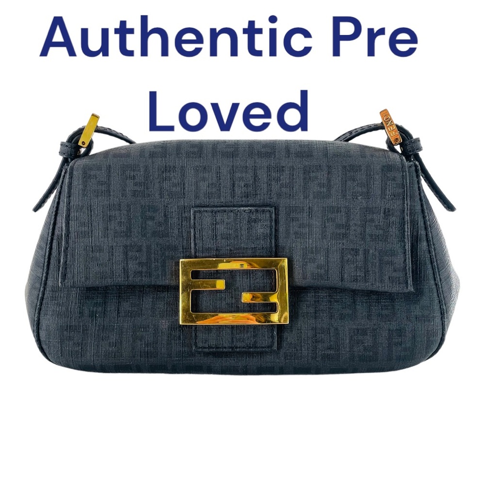 FENDI Zucchino FF Spalmati Mini Mama Forever Baguette Vintage Handbag - Picture 5 of 15